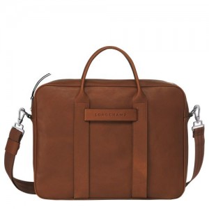 Longchamp 3D Briefcase M Cognac | TCWGQ-9871