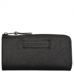 Longchamp 3D Long wallet with zip around Black | IOVRW-9413