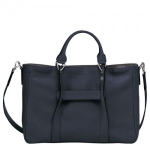 Longchamp 3D Top handle bag M Midnight Blue | EWOHZ-0254