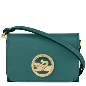 Longchamp Box-Trot Coin purse with shoulder strap Cypress | YFEIW-0916