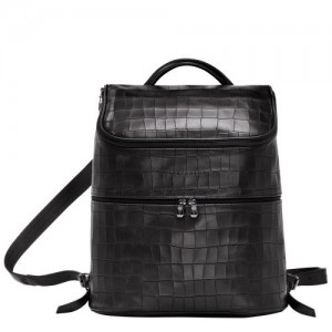 Longchamp Croco Block Backpack Black | ONHUX-9146