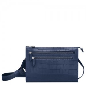 Longchamp Croco Block Crossbody bag Navy | BOZQA-2931