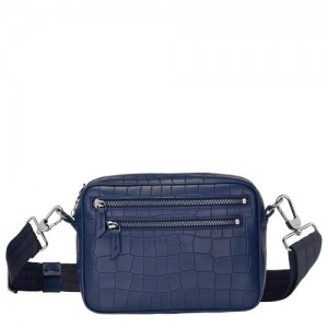 Longchamp Croco Block Crossbody bag Navy | IUYLM-1754