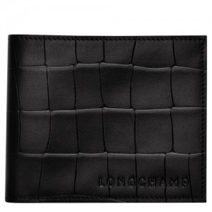 Longchamp Croco Block Wallet Black | KSVAN-5901