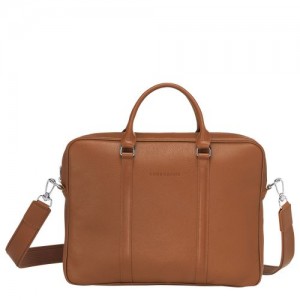 Longchamp Le Foulonne Briefcase XS Caramel | YVOBI-4827