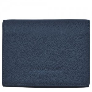 Longchamp Le Foulonne Compact wallet Navy | KZGMX-3961