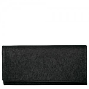 Longchamp Le Foulonne Long continental wallet Black | GLJCZ-1865