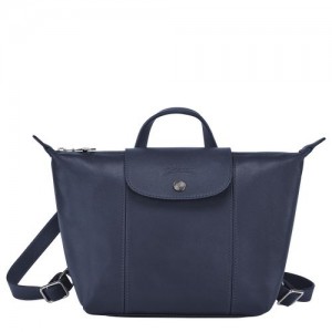 Longchamp Le Pliage Cuir Backpack Navy | RPCAN-3289