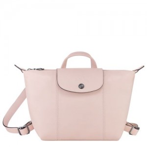 Longchamp Le Pliage Cuir Backpack Pale Pink | HUEBC-8042