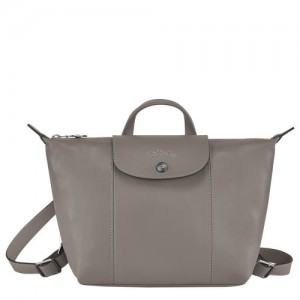 Longchamp Le Pliage Cuir Backpack Turtledove | CNWKA-0256