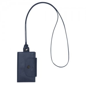 Longchamp Le Pliage Cuir Card holder with necklace Navy | RFUDZ-2809