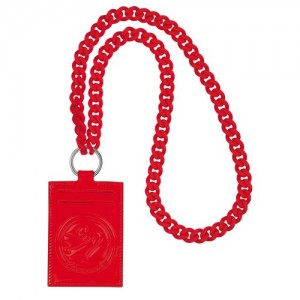 Longchamp Le Pliage Cuir Card holder with necklace Vermilion | FKPIX-0428