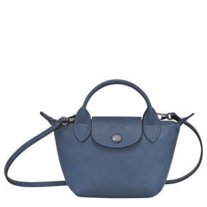 Longchamp Le Pliage Cuir Crossbody bag Pilot Blue | YOZHB-8146