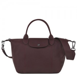 Longchamp Le Pliage Cuir Top handle bag S Burgundy | TXWLI-3679