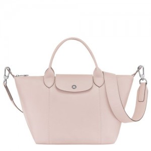 Longchamp Le Pliage Cuir Top handle bag S Pale Pink | UDIRH-3865