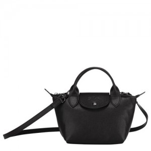 Longchamp Le Pliage Cuir Top handle bag XS Black | XBMOY-7235