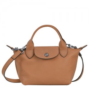 Longchamp Le Pliage Cuir Top handle bag XS Hazelnut | JYVXD-8792