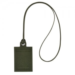 Longchamp Le Pliage Green Card holder with necklace Forest | YFAEC-4869