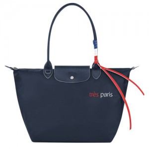 Longchamp Le Pliage Tres Paris Shopping bag L Navy | UBAIZ-0259