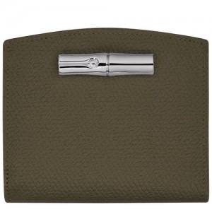 Longchamp Roseau Compact wallet Khaki | DAOTN-2596