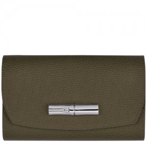 Longchamp Roseau Compact wallet Khaki | HDZUF-8741