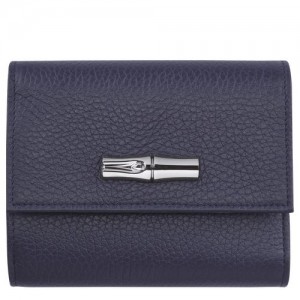 Longchamp Roseau Essential Compact wallet Navy | MYAQB-9465