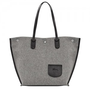 Longchamp Roseau Essential Shopping bag L Grey | VHJRD-6428