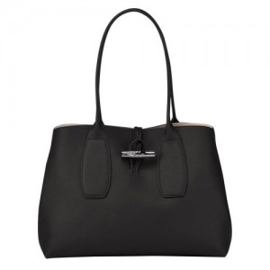 Longchamp Roseau Shoulder bag Black | NTLXW-1935