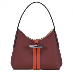 Longchamp Roseau Shoulder bag XS Burgundy/Orange | VCZXP-1074