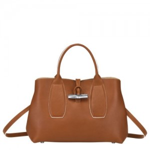 Longchamp Roseau Top handle bag M Cognac | FIEAP-8625