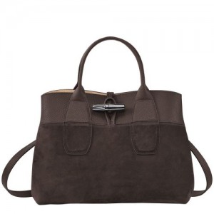 Longchamp Roseau Top handle bag M Ebony | OXUPV-5386