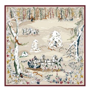 Longchamp Silk scarf 90 Beige | KZSMP-0158