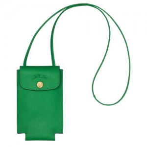 Longchamp epure Phone case with leather lace Green | ESOVB-8795