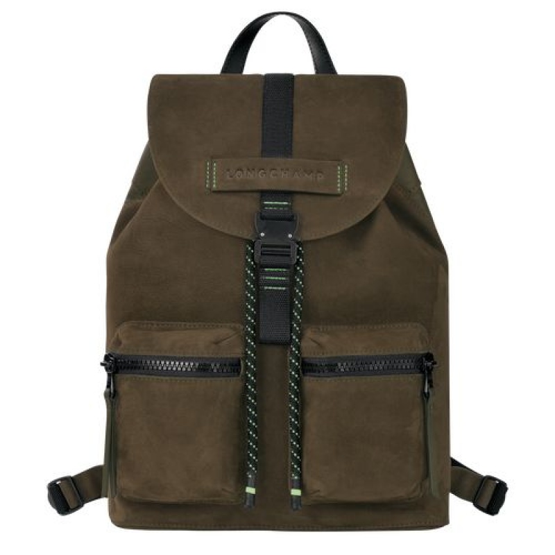 Longchamp 3D Backpack M Khaki | PJVYC-7623