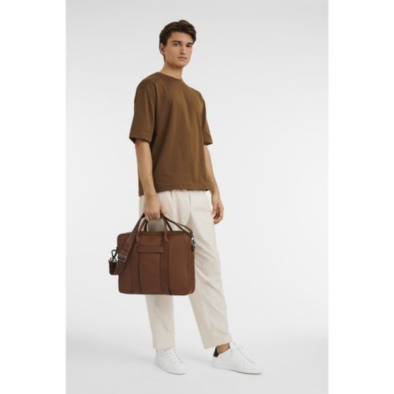 Longchamp 3D Briefcase M Cognac | TCWGQ-9871