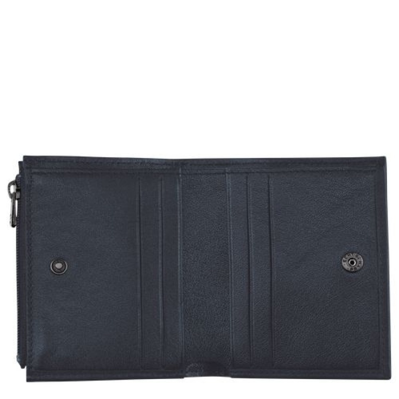 Longchamp 3D Compact wallet Midnight Blue | DXFAT-1608