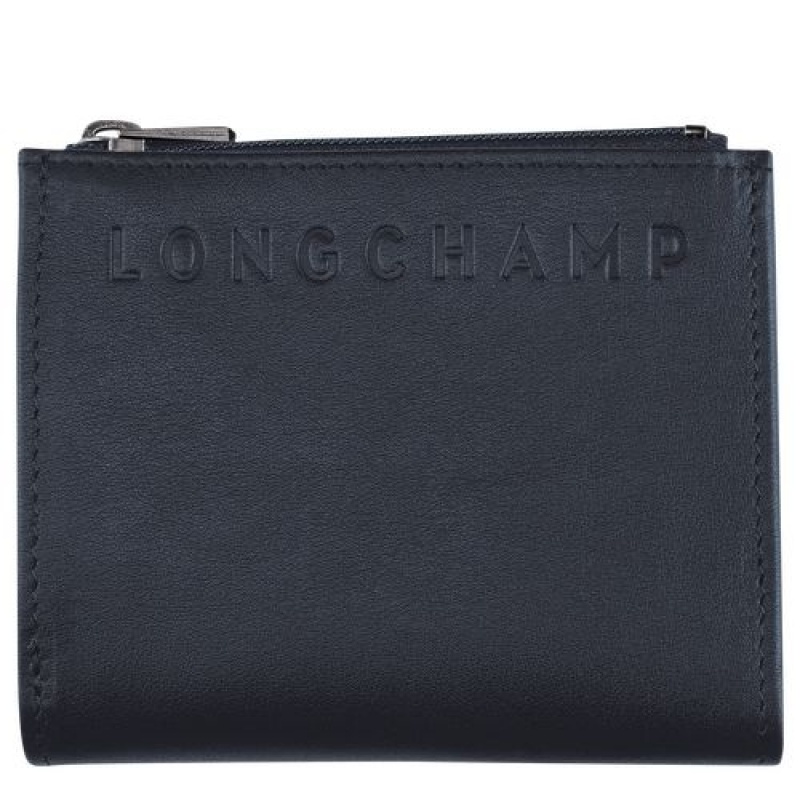 Longchamp 3D Compact wallet Midnight Blue | DXFAT-1608