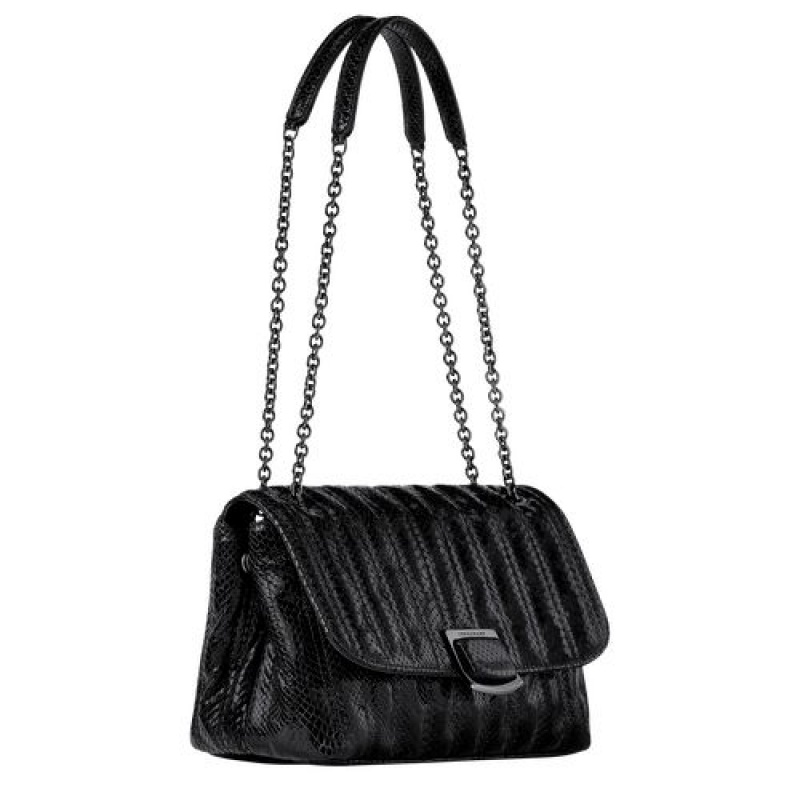 Longchamp Brioche Crossbody bag M Black | DPJRG-8395