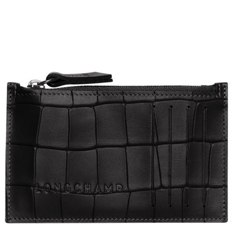 Longchamp Croco Block Coin purse Black | TNJVF-5742