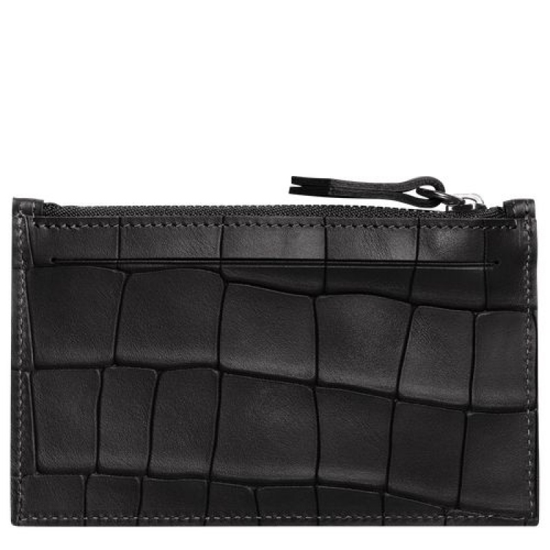 Longchamp Croco Block Coin purse Black | HDZMF-2874