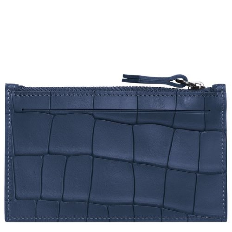 Longchamp Croco Block Coin purse Navy | LOZTF-3628