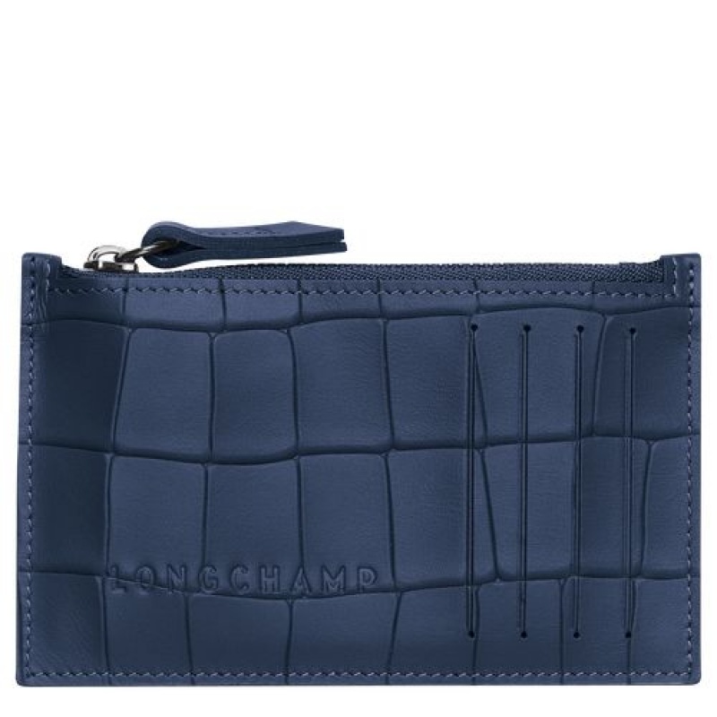 Longchamp Croco Block Coin purse Navy | LOZTF-3628