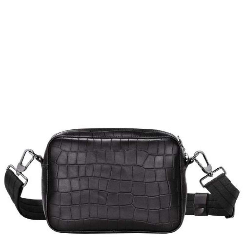 Longchamp Croco Block Crossbody bag Black | TRZCI-1679