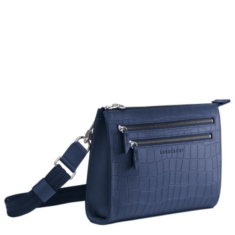 Longchamp Croco Block Crossbody bag Navy | BOZQA-2931