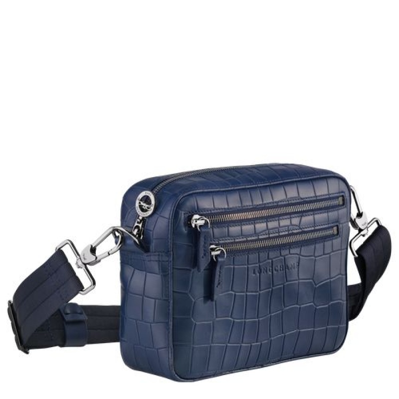 Longchamp Croco Block Crossbody bag Navy | MJGVO-0617