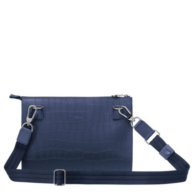 Longchamp Croco Block Crossbody bag Navy | OTIFW-0296