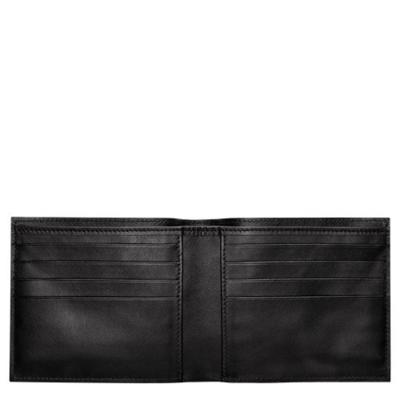 Longchamp Croco Block Wallet Black | PEXGV-8932