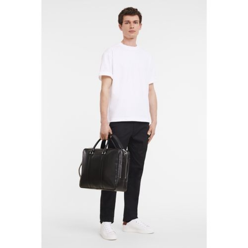 Longchamp Le Foulonne Briefcase L Black | CGULO-4067