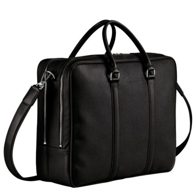 Longchamp Le Foulonne Briefcase L Black | CGULO-4067