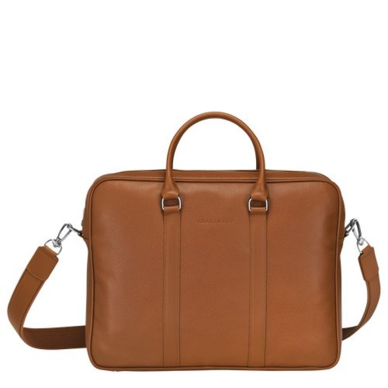 Longchamp Le Foulonne Briefcase M Caramel | ALNHP-8107